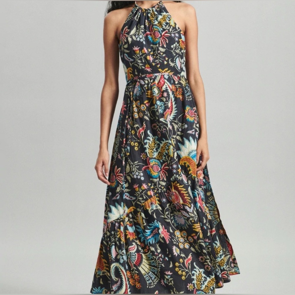 Rachel Comey Sazerac Cotton Halter Dress in Black Paisley New